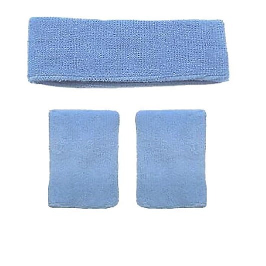 Wristbands Headband Sweatbands Sweat Band For Sport Tennis Badminton Yoga Cotton - Lake Blue