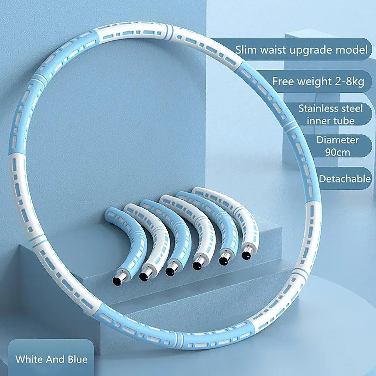Detachable Weighted Hula Hoop Fitness Equipment for Home Exercise Use - Blue Pink