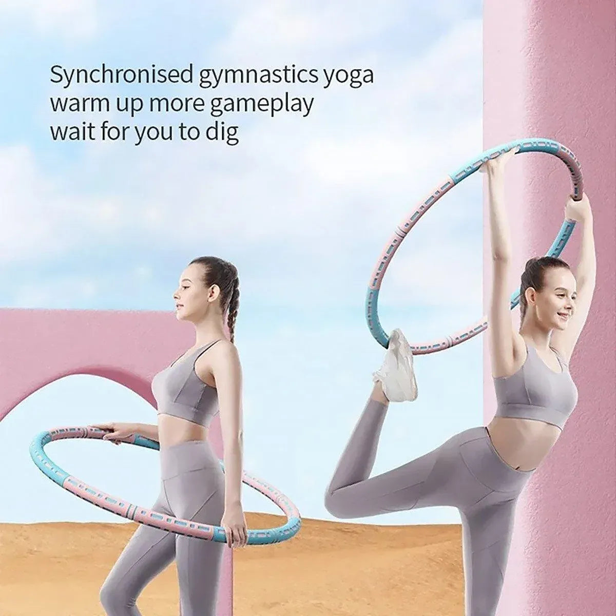 Detachable Weighted Hula Hoop Fitness Equipment for Home Exercise Use - White Purple