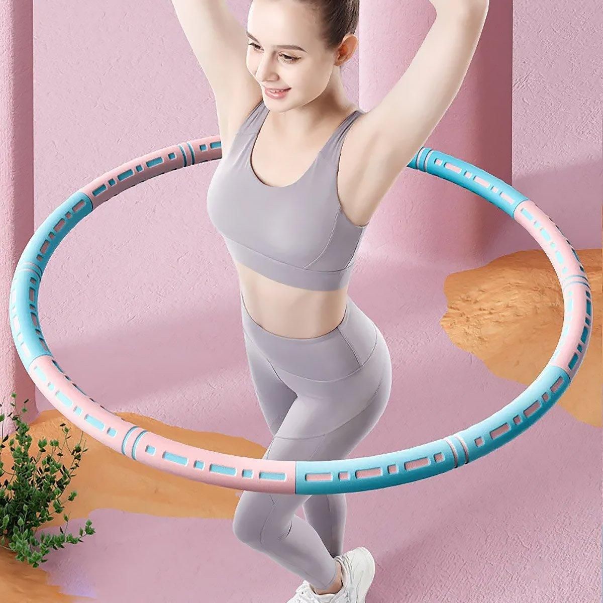 Detachable Weighted Hula Hoop Fitness Equipment for Home Exercise Use - White Purple