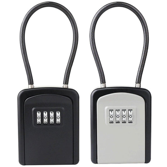 Portable Key Lock Box Hanging Combination Storage Organizer for Home Security - Black