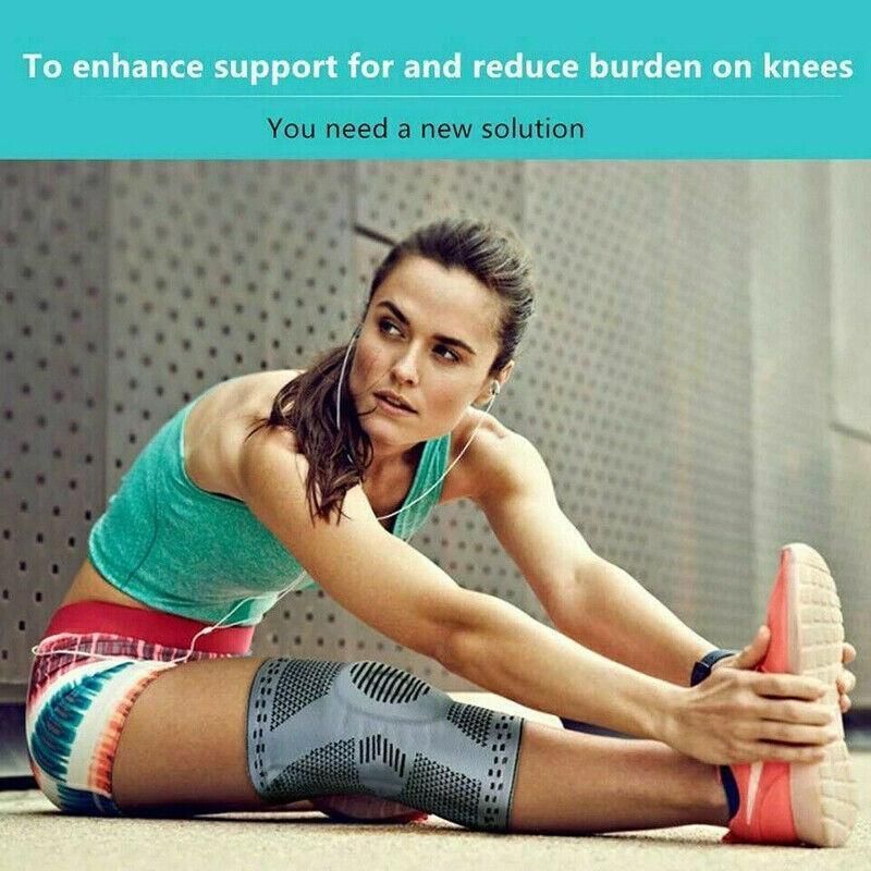 Blue Knee Brace Knee Compression Sleeve Professional Sports Silicone Knee Support - L