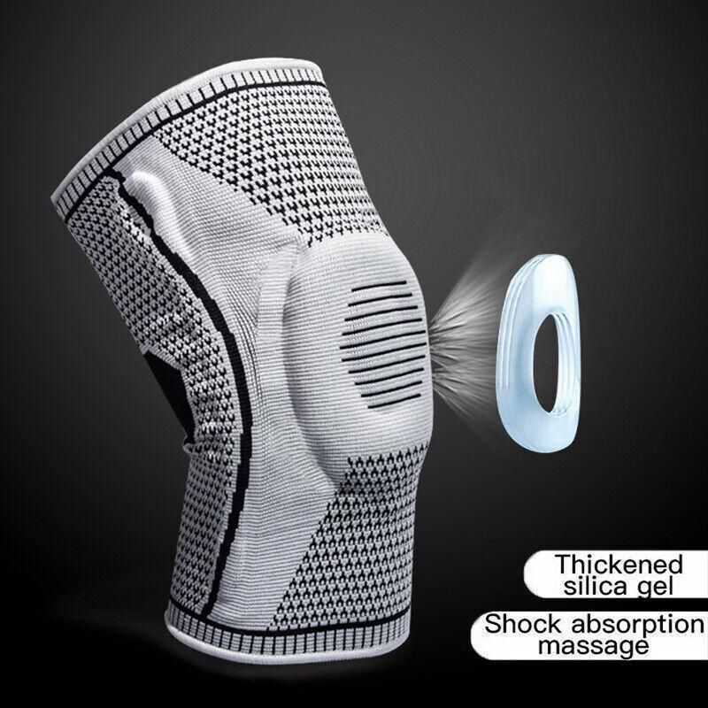 Blue Knee Brace Knee Compression Sleeve Professional Sports Silicone Knee Support - L