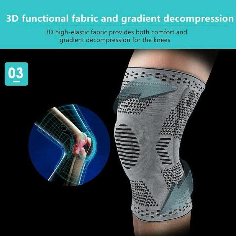 Red Knee Brace Knee Compression Sleeve Professional Sports Silicone Knee Support - XL