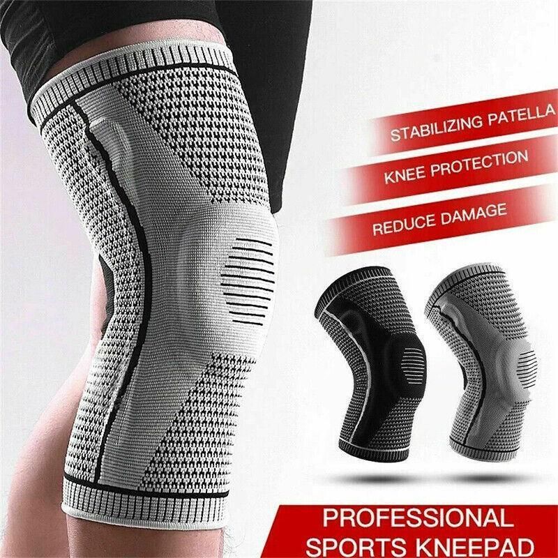 Red Knee Brace Knee Compression Sleeve Professional Sports Silicone Knee Support - XL