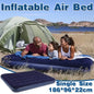 Single Inflatable Airbed 186x96cm Easy Inflate Flocked Air Mattress for Camping Guests