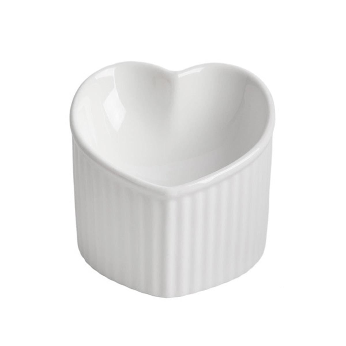 Love Shape Slanted Cat Bowl Ceramic Pet Bowl for Cats Food Water Feeding Dish - Green