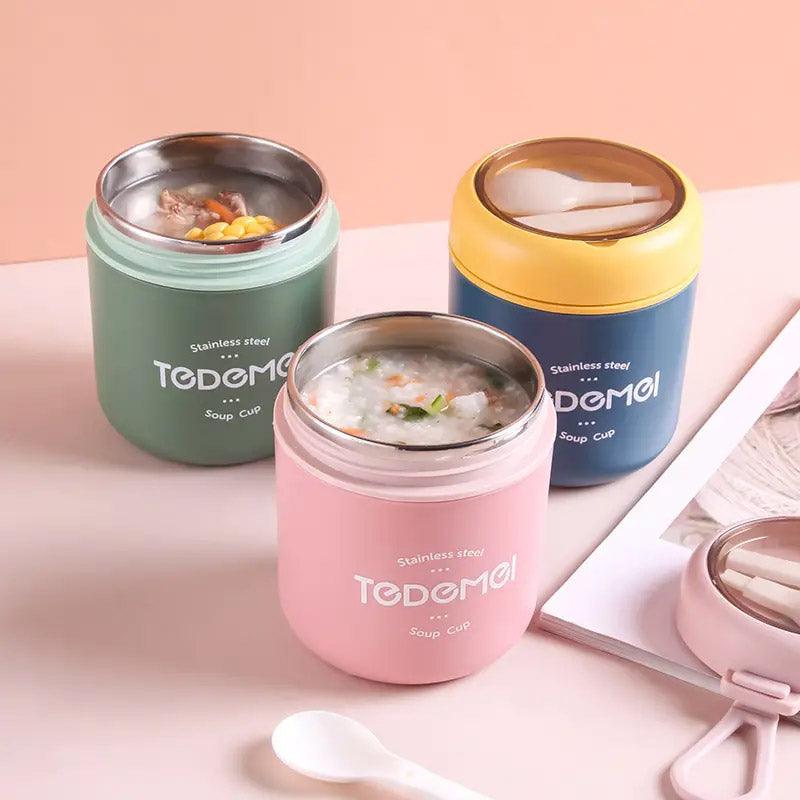 530ml Stainless Steel Insulated Lunch Box Portable Food Storage Mug Soup Meals - Blue