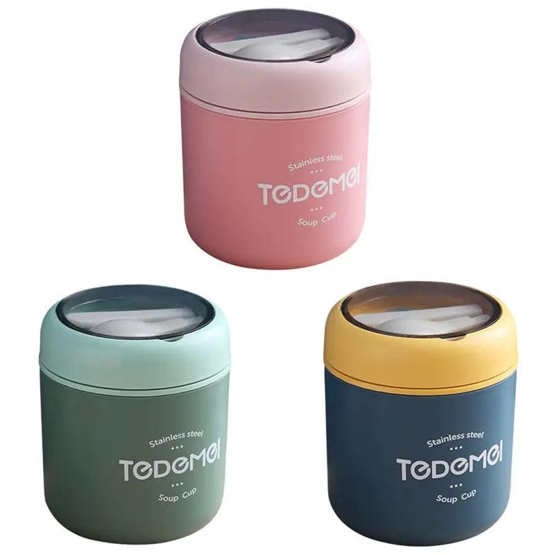 530ml Stainless Steel Insulated Lunch Box Portable Food Storage Mug Soup Meals - Green