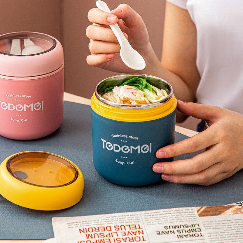 530ml Stainless Steel Insulated Lunch Box Portable Food Storage Mug Soup Meals - Green