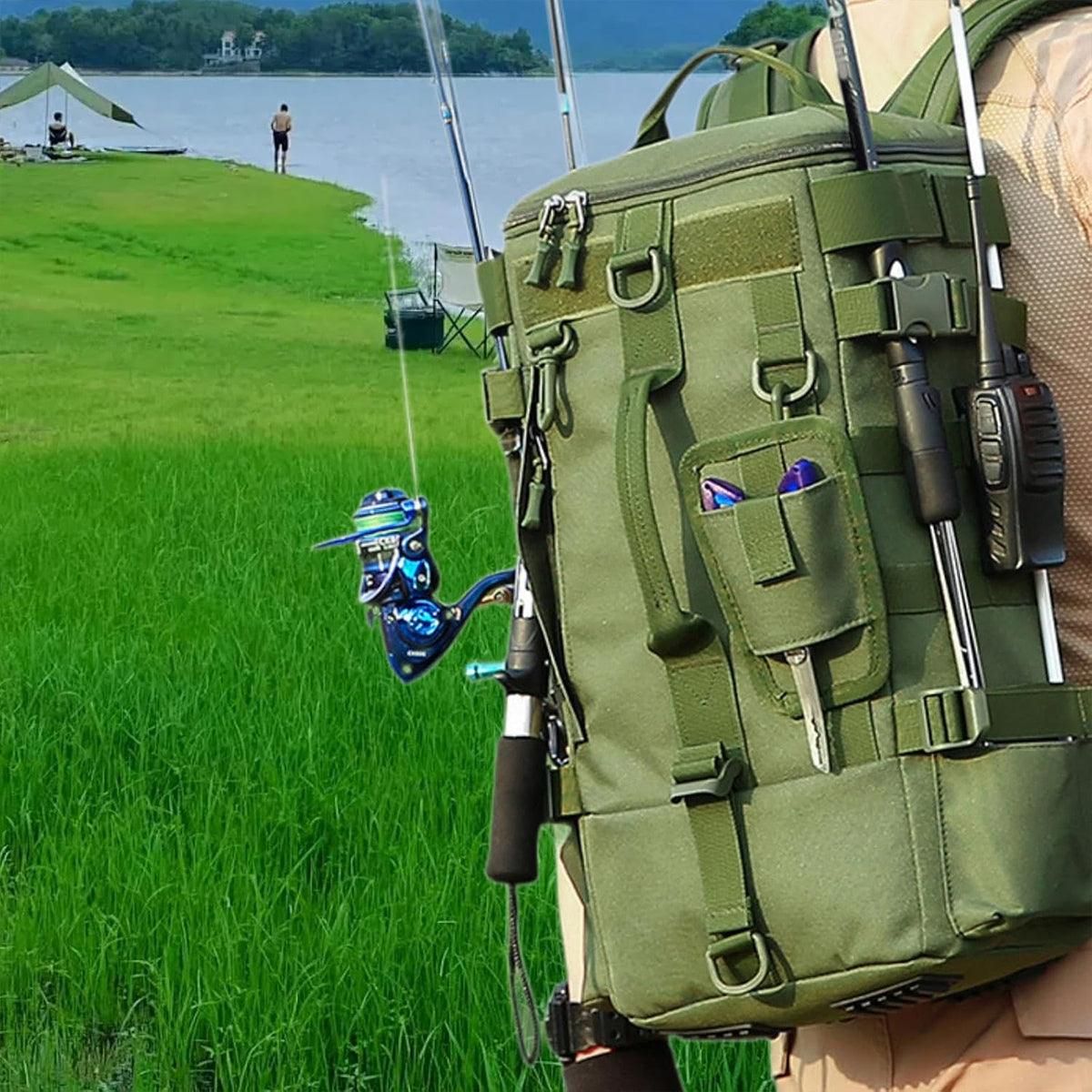 Waterproof Fishing Tackle Bag Large Capacity Multi Functional Shoulder Storage - Black
