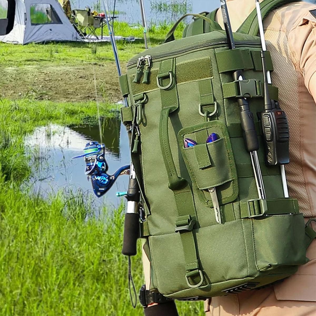 Waterproof Fishing Tackle Bag Large Capacity Multi Functional Shoulder Storage - Black