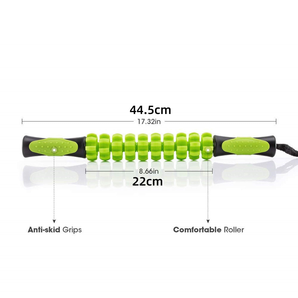 Muscle Roller Stick Full Body Fitness Massage Tool for Home and Gym Use - Black