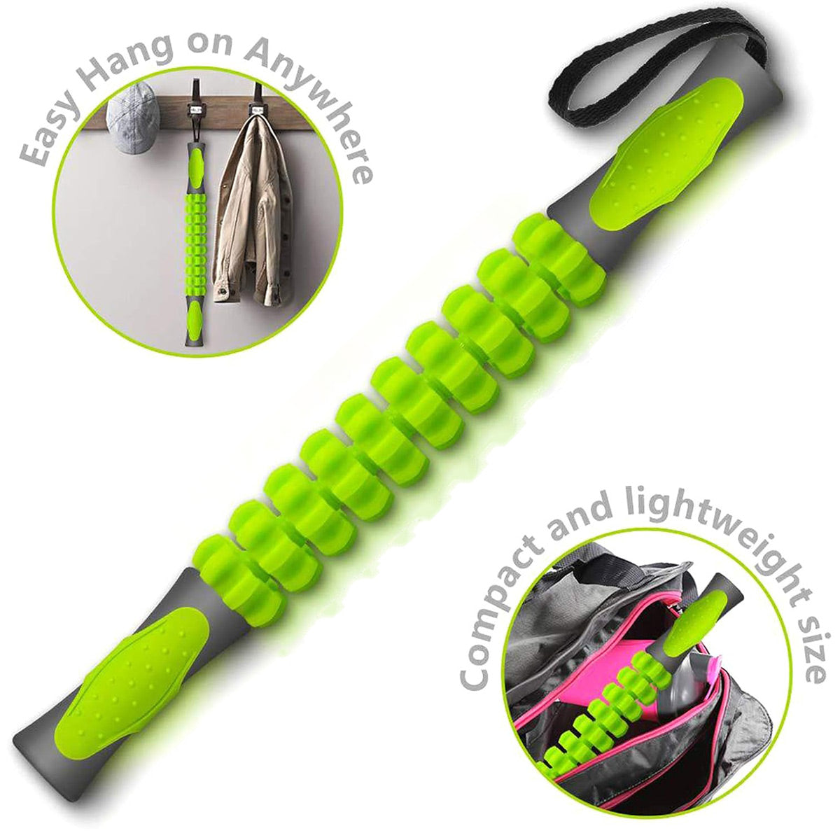 Muscle Roller Stick Full Body Fitness Massage Tool for Home and Gym Use - Black