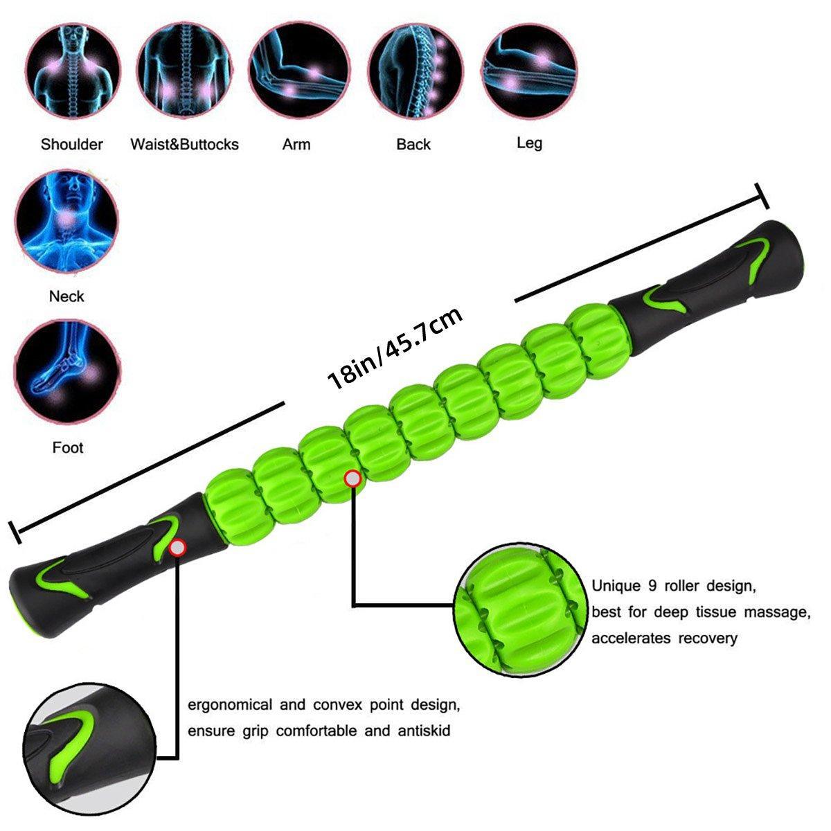 Muscle Massage Sticks Fitness Sport Fascia Rods High Strength Relaxation Roller - Black