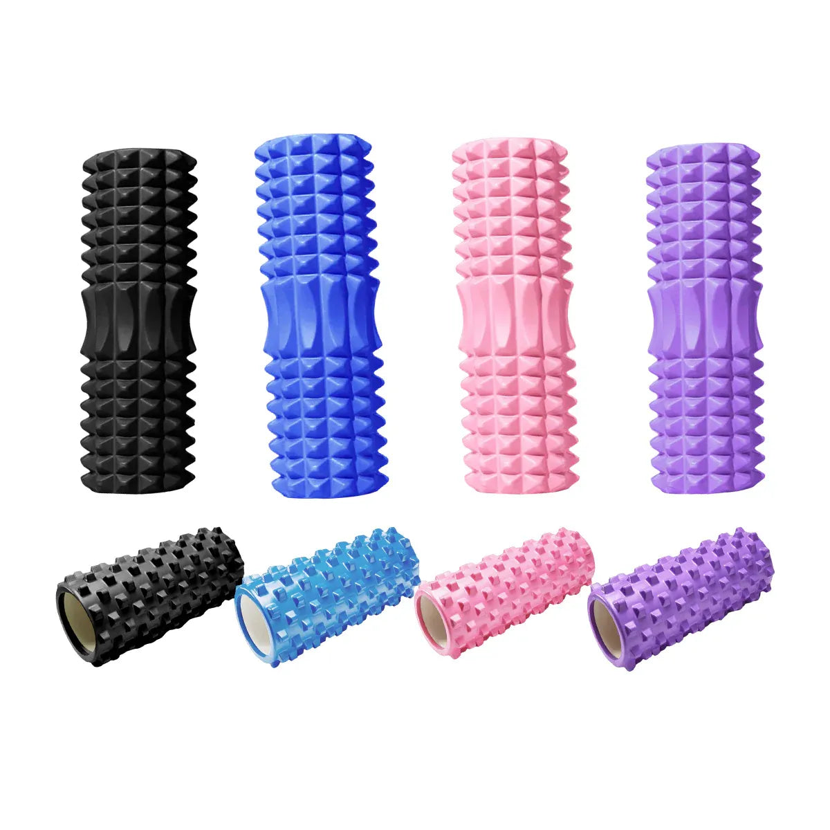 High Density EVA Foam Roller Yoga Massage Stick for Fitness - Wolf Tooth Style Purple-33cm