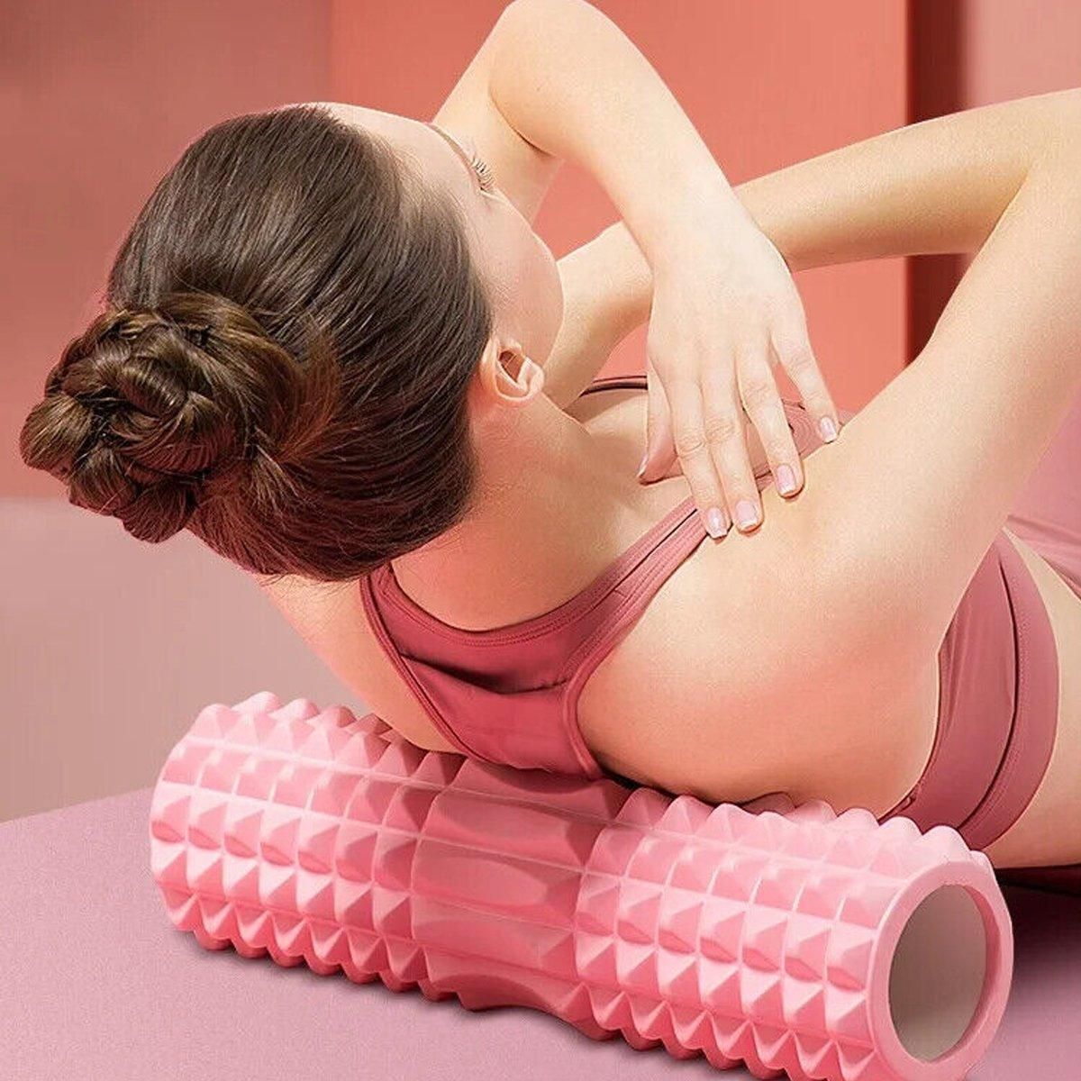 High Density EVA Foam Roller Yoga Massage Stick for Fitness - Wolf Tooth Style Purple-33cm