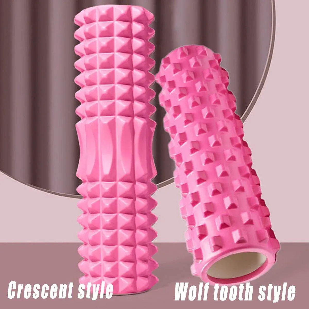 High Density EVA Foam Roller Yoga Massage Stick for Fitness - Wolf Tooth Style Blue-45cm