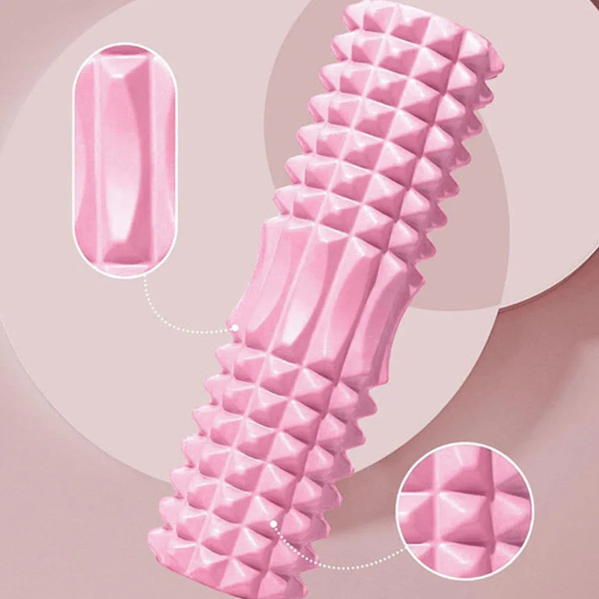 High Density EVA Foam Roller Yoga Massage Stick for Fitness - Wolf Tooth Style Purple-45cm