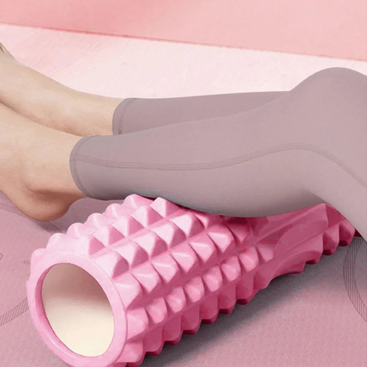 High Density EVA Foam Roller Yoga Massage Stick for Fitness - Wolf Tooth Style Purple-45cm