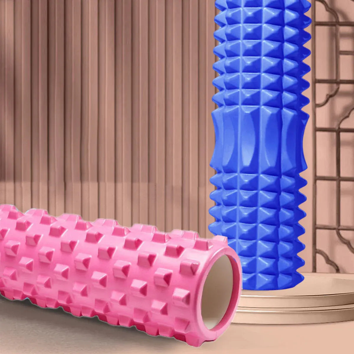 High Density EVA Foam Roller Yoga Massage Stick for Fitness - Wolf Tooth Style Purple-45cm