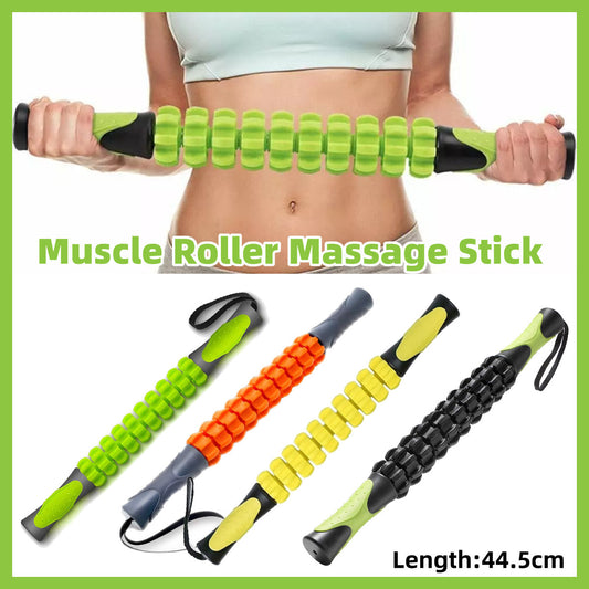Muscle Roller Stick Full Body Fitness Massage Tool for Home and Gym Use - Yellow