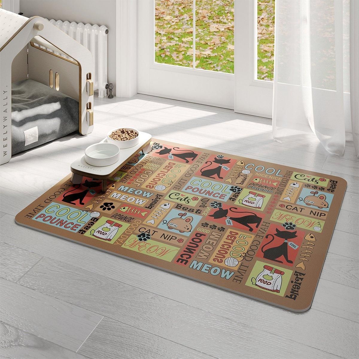 Waterproof Pet Floor Mat Carpet For Dog Cage Feeding Area Anti Slip Washable - Dog-Brown