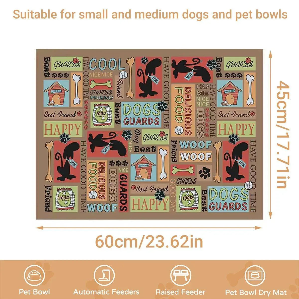 Waterproof Pet Floor Mat Carpet For Dog Cage Feeding Area Anti Slip Washable - Dog-White