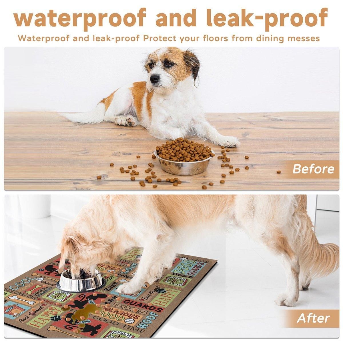 Waterproof Pet Floor Mat Carpet For Dog Cage Feeding Area Anti Slip Washable - Dog-White