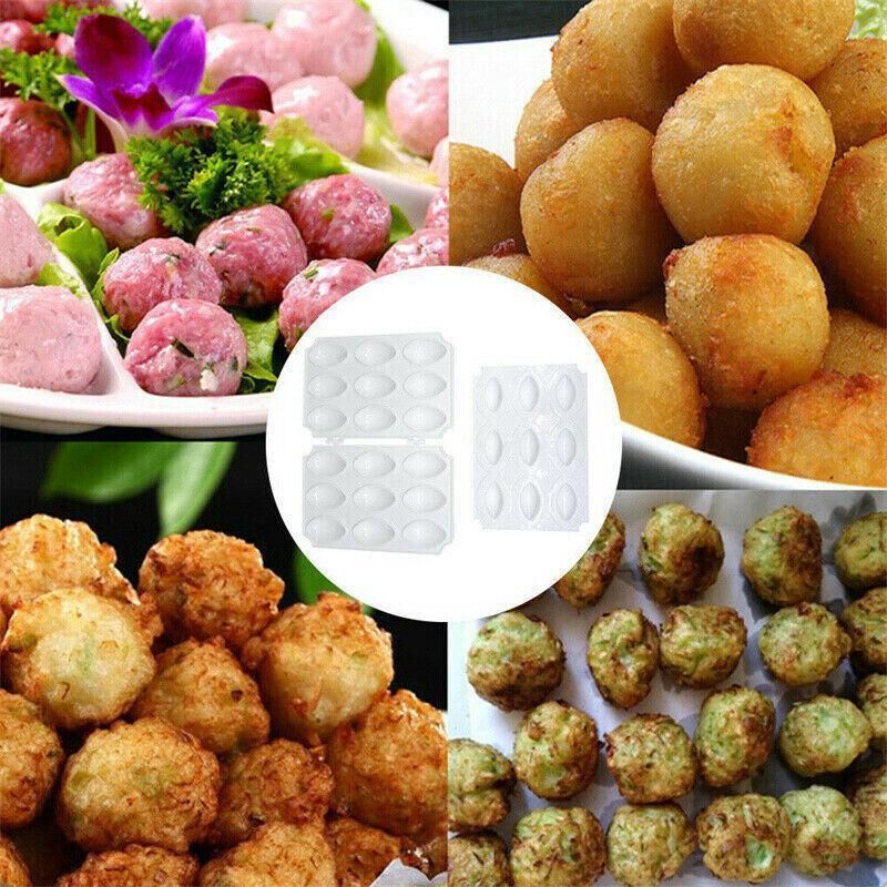 Meatball Maker Manual Meatloaf Mold Kibbeh Maker Press Minced Processor Tool - 9 Holes Clear