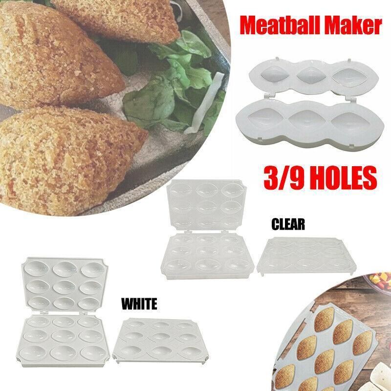 Meatball Maker Manual Meatloaf Mold Kibbeh Maker Press Minced Processor Tool - 9 Holes Clear
