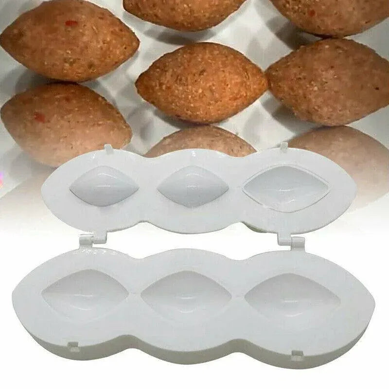 Meatball Maker Manual Meatloaf Mold Kibbeh Maker Press Minced Processor Tool - 9 Holes White