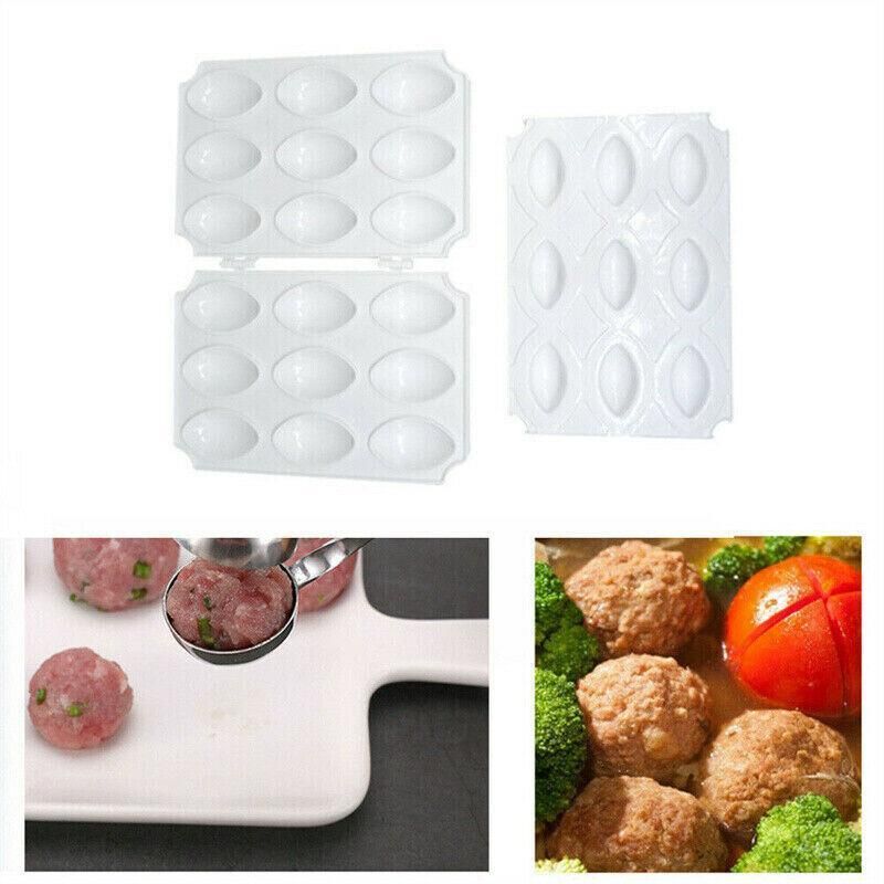 Meatball Maker Manual Meatloaf Mold Kibbeh Maker Press Minced Processor Tool - 9 Holes White