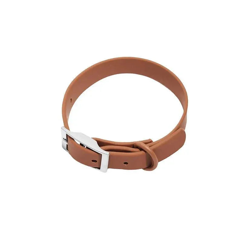 PVC Dog Collar Working Dog Kennels Waterproof Soft Adjustable for Pets M Size - Coffee