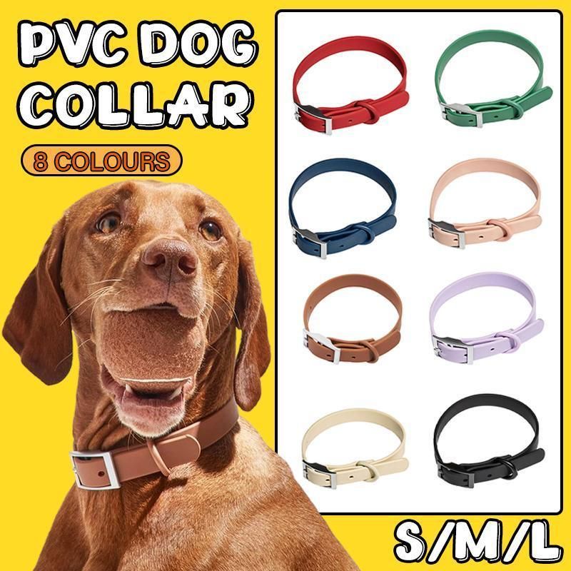 PVC Dog Collar Working Dog Kennels Waterproof Soft Adjustable for Pets M Size - Dark Blue