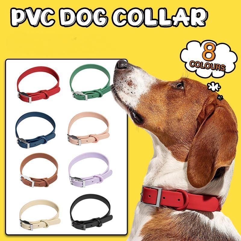 PVC Dog Collar Working Dog Kennels Waterproof Soft Adjustable for Pets L Size - Apricot