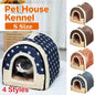 S Size Pet House Kennel Soft Igloo Beds Cave Cat Puppy Bed Warm Cushion Fold - Brick