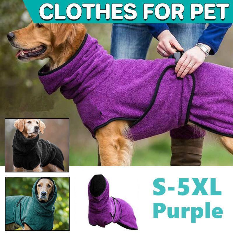 Dog Puppy HoodiesJacket Solid Coat Pet Winter Soft Warm Clothes S-5XL Purple - XL