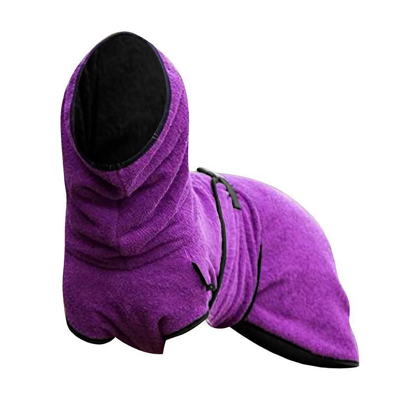 Dog Puppy HoodiesJacket Solid Coat Pet Winter Soft Warm Clothes S-5XL Purple - XL