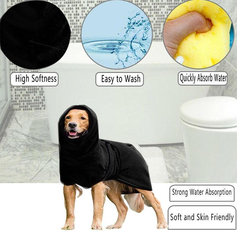 Dog Puppy Hoodies Jacket Solid Coat Pet Winter Soft Warm Clothes S-5XL Black - S
