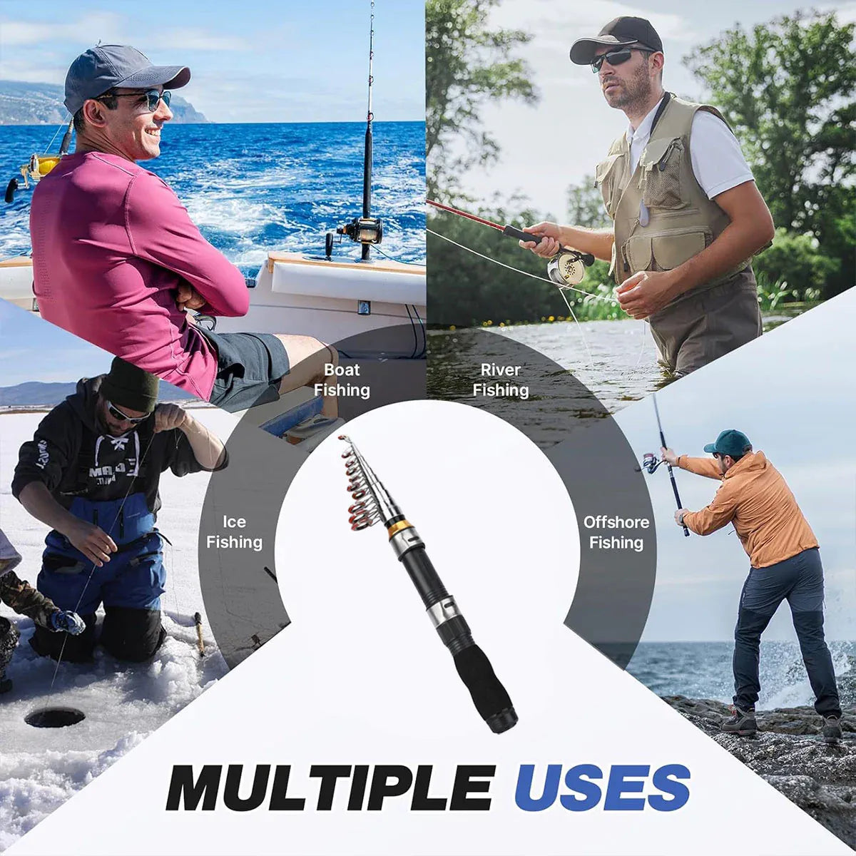 Portable Mini Fishing Rod Fishing Gear Compact Travel Rods for Outdoor Sports - 235cm