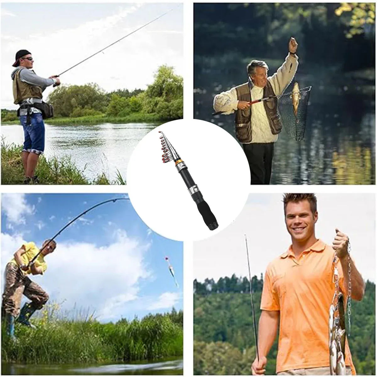 Portable Mini Fishing Rod Fishing Gear Compact Travel Rods for Outdoor Sports - 235cm