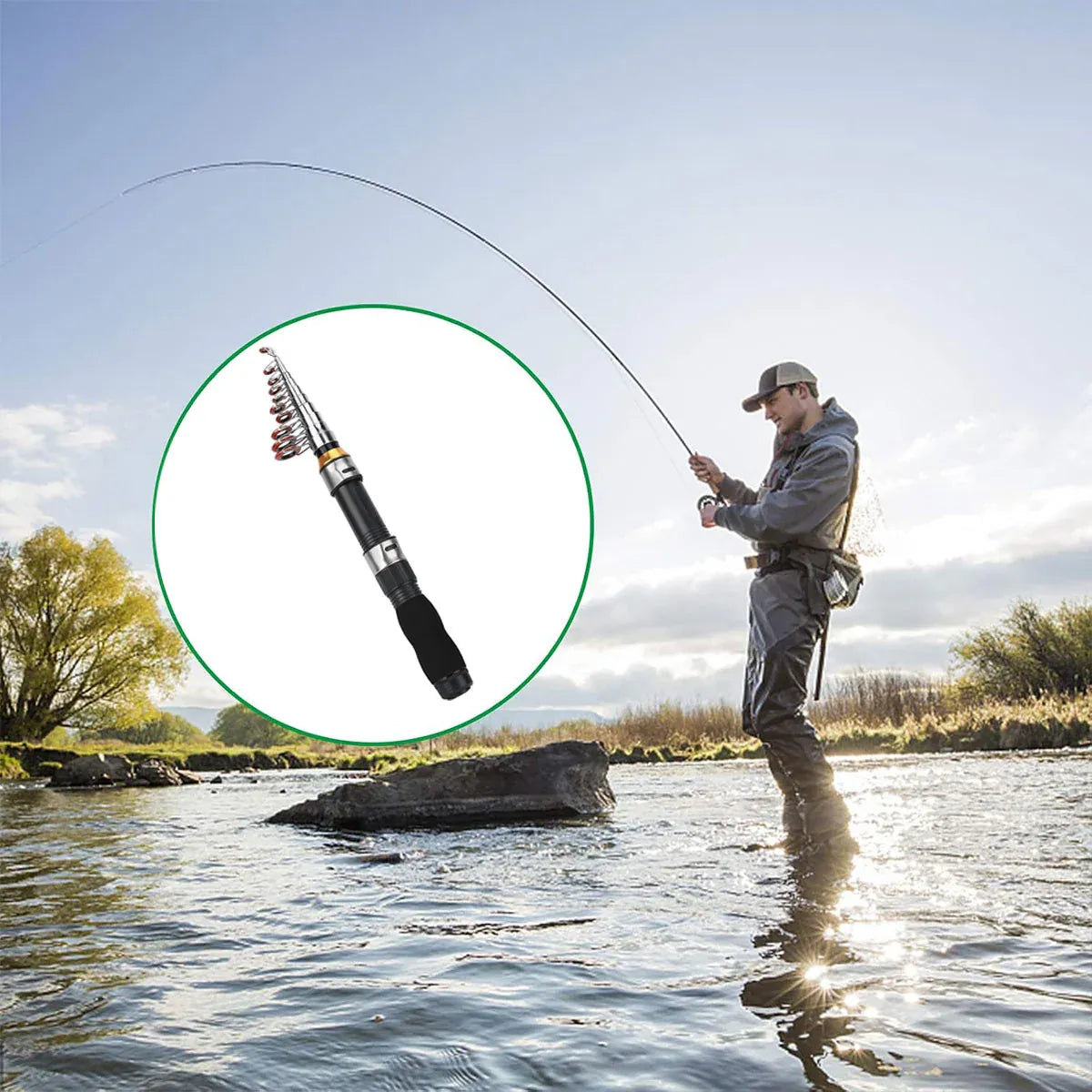 Portable Mini Fishing Rod Fishing Gear Compact Travel Rods for Outdoor Sports - 235cm