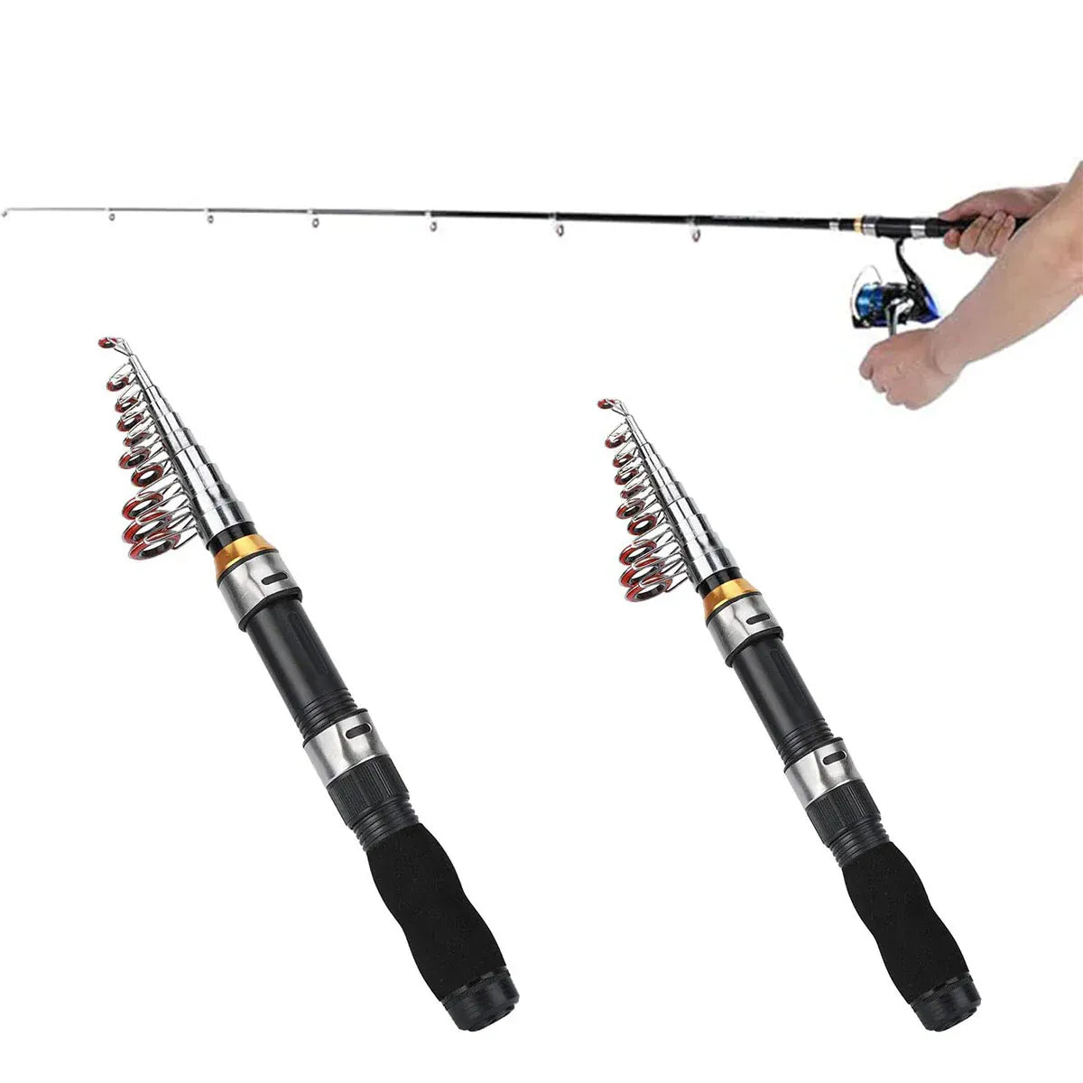 Portable Mini Fishing Rod Fishing Gear Compact Travel Rods for Outdoor Sports - 235cm