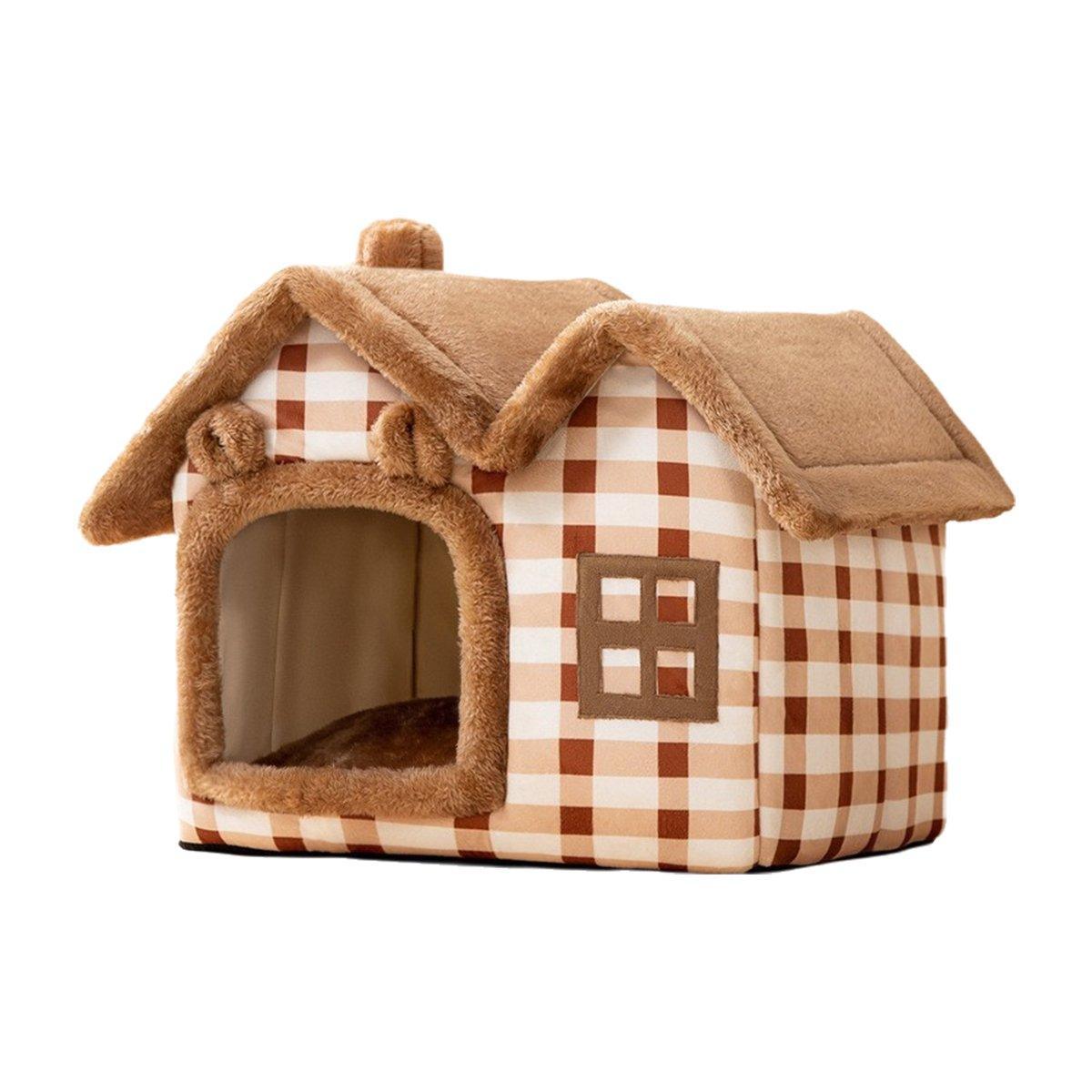 Removable Washable Pet House Four Seasons Cat Enclosed House - Grey-L