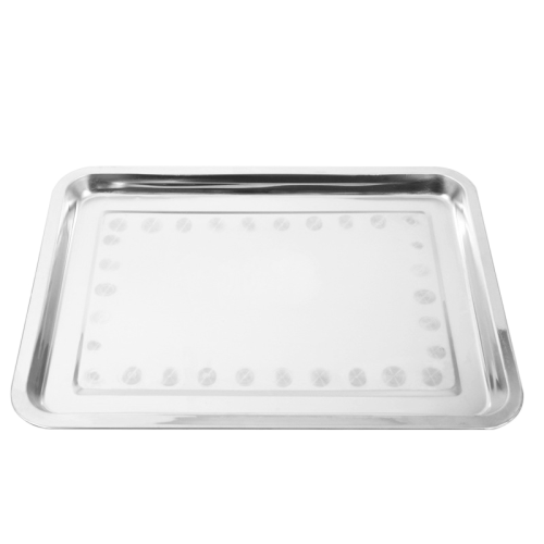 2X Stainless Steel Oblong Tray Plate Serving Tray Silver Dinner Food Kitchenware - 22X32CM