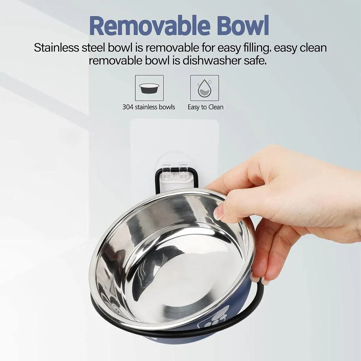 Stainless Steel Pet Bowl Hanging Cat Food Water Bowl Durable for Dogs and Cats - Black-14cm