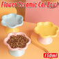 Flower Ceramic Cat Bowl Pet Food Bowl Snack Tray for Cats and Small Pets Feeding - Blue