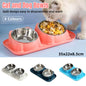Cat Dog Food Bowl Double Slanted Mouth Feeding Water Dish Raised Pet Bowl Stand - Dark Blue
