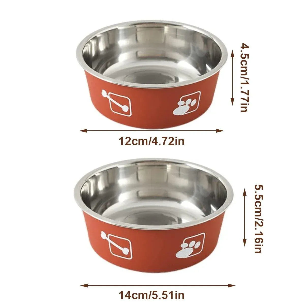 Stainless Steel Pet Bowl Hanging Cat Food Water Bowl Durable for Dogs and Cats - Red-12cm